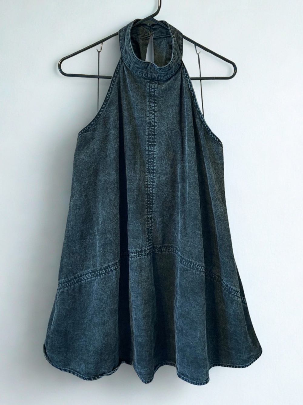Free People Black Denim Halter Dress – Size M